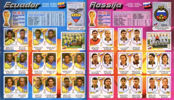 Panini World Cup 2002 Ecuador and Russia